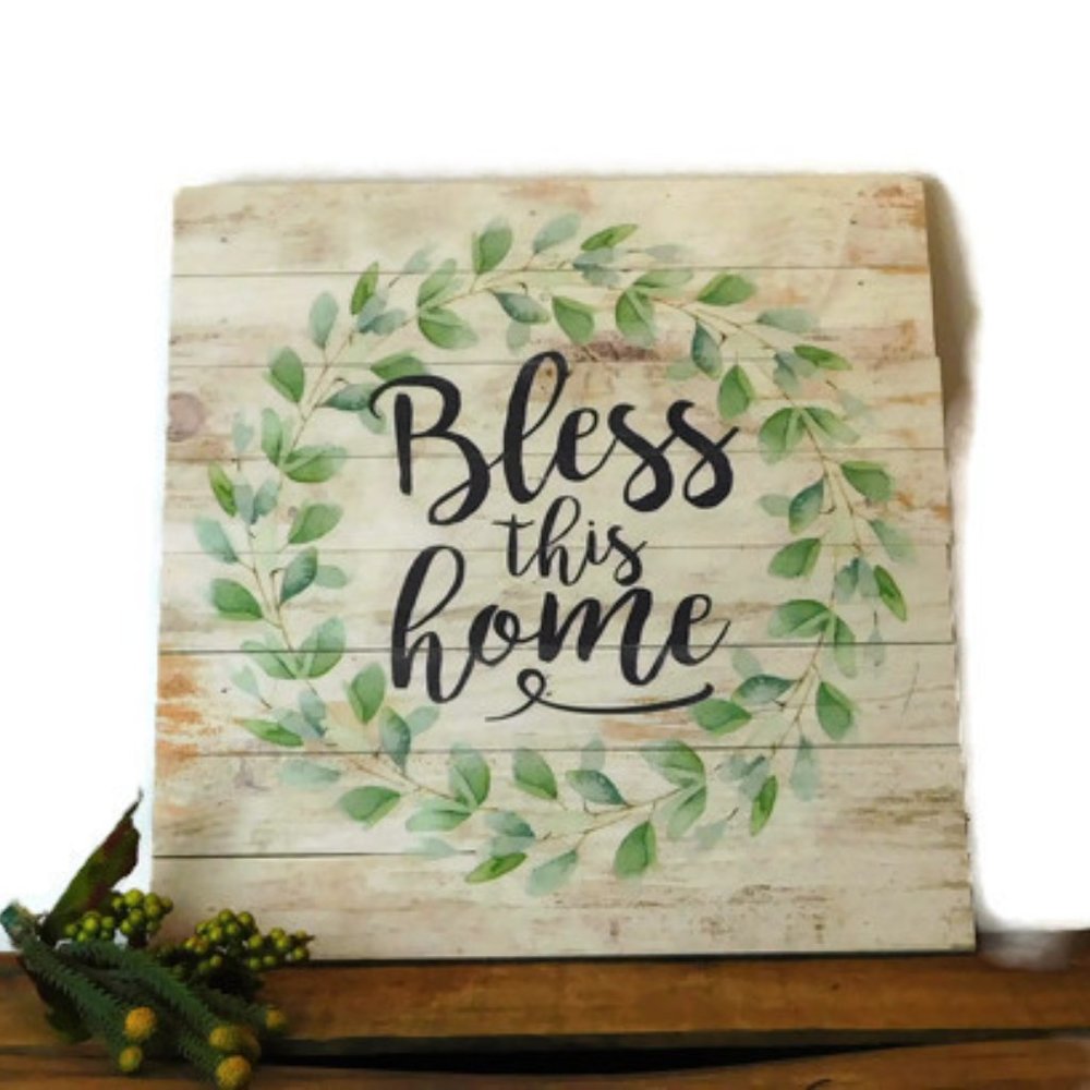 Bless This Home Wood Decor Sign